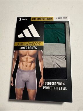 Adidas Boxer Briefs Mens Large 3 Pack Green Gray Black
